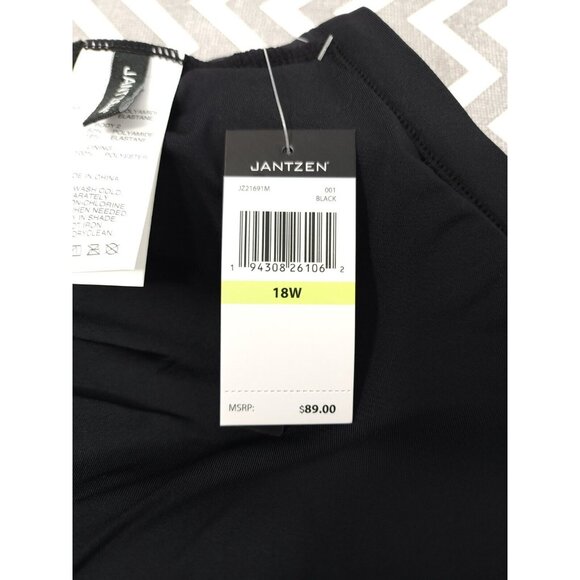 Jantzen Solid Surplice One Piece Swimsuit PLUS Size 18W Slimming Wrap Swim - Picture 3 of 13